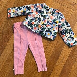 Janie and Jack Floral Spring Jacket and Pull on Pants Set - 6-12 months